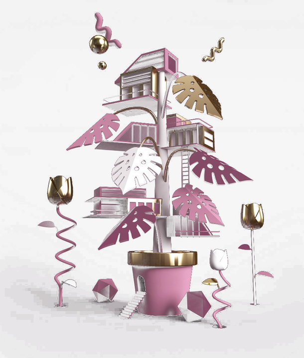 创意立体盆栽房子