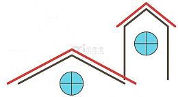 别墅矢量卡通木屋顶