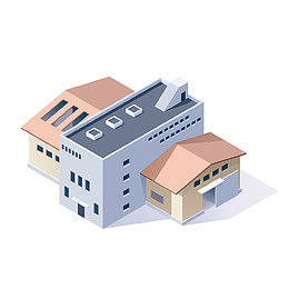 卡通厂房建筑矢量图