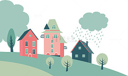 矢量图水彩房子装饰