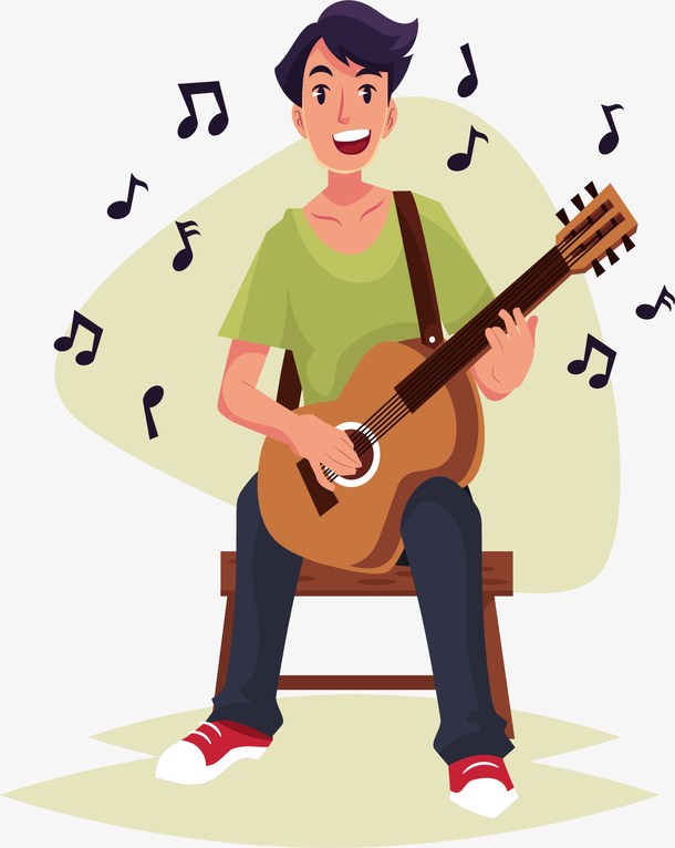 创意弹吉他的快乐男子矢量图免抠素材免费下载_觅元素51yuansu.com