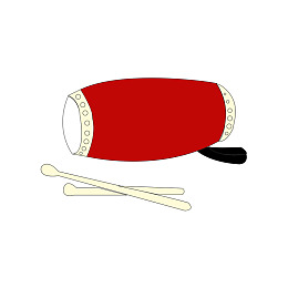 红色扁平化腰鼓元素