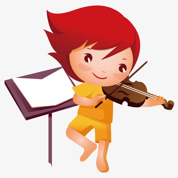 认真的拉小提琴