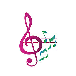 紫色卡通装饰音符