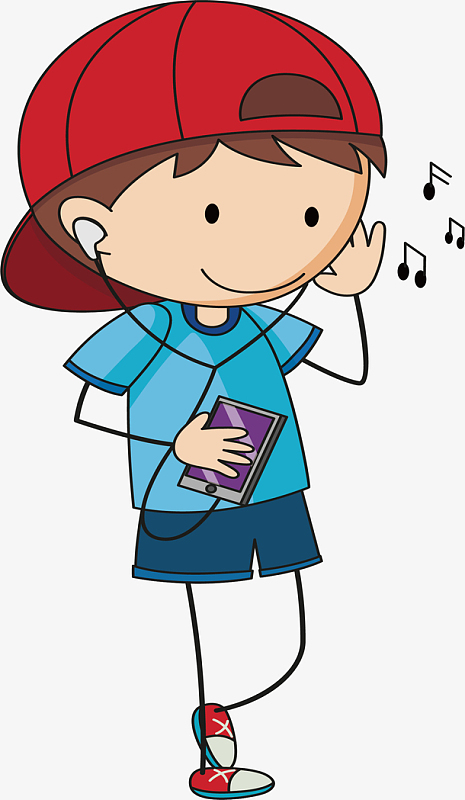 用手机听音乐的孩子