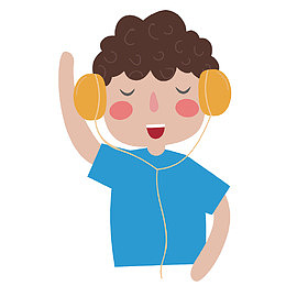 手绘听歌的男孩png听音乐跑步的男孩png骑车听音乐插画png戴耳机的