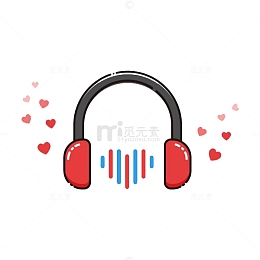 红色的音乐耳机mbe风格