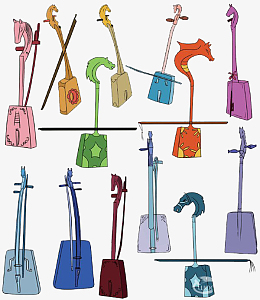 手绘马头琴乐器素材