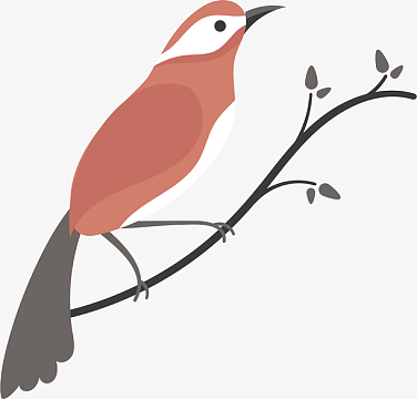 矢量图在树枝站立的麻雀aipng卡通彩色麻雀免抠图png手绘扁平化小鸟