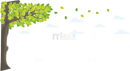 随风飘扬的树叶嫩叶