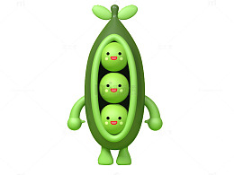卡通绘画三颗绿豆子