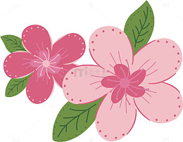 红花绿叶桃花素材