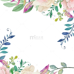 清新水彩树叶素材图案