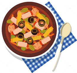 洋葱炒肉矢量图