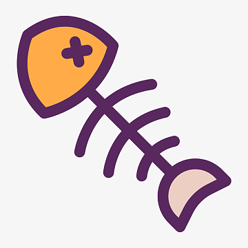 橙色手绘鱼骨头元素