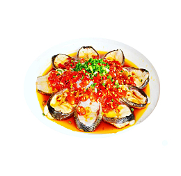产品实物剁椒鱼块一盘