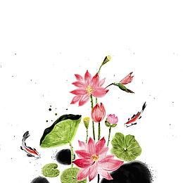 荷花水墨画