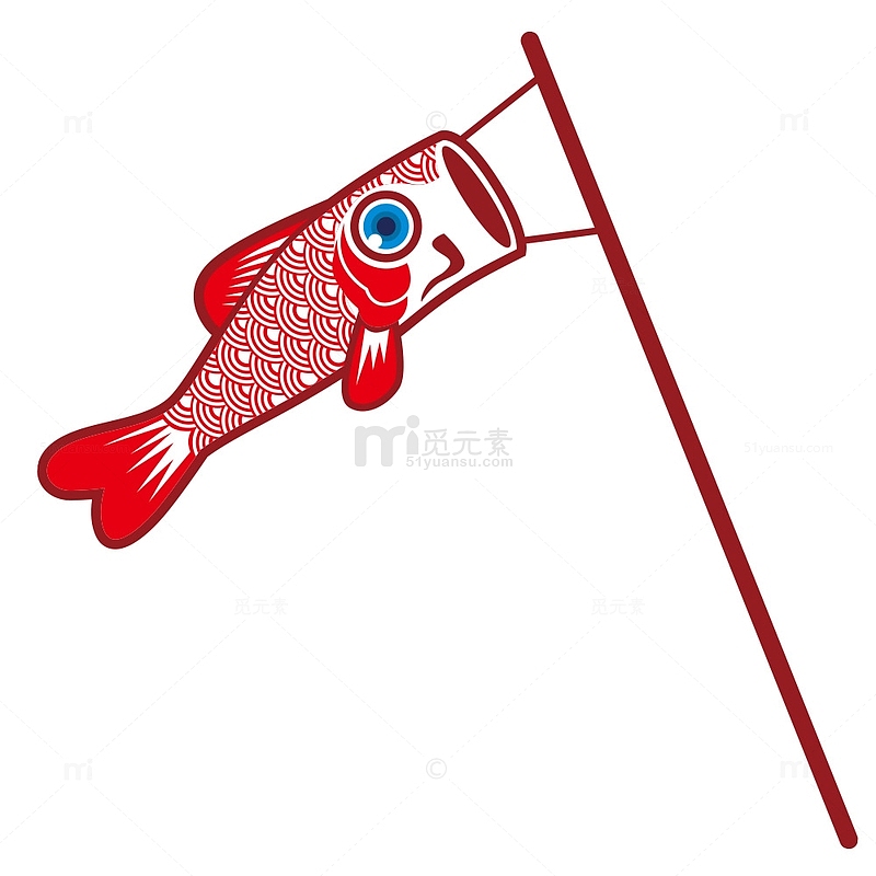 单个红色鲤鱼旗图案