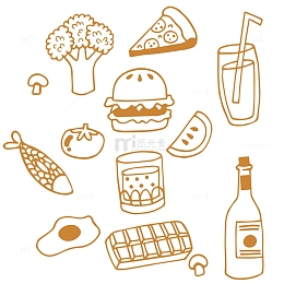 食物汉堡鸡蛋手绘手账