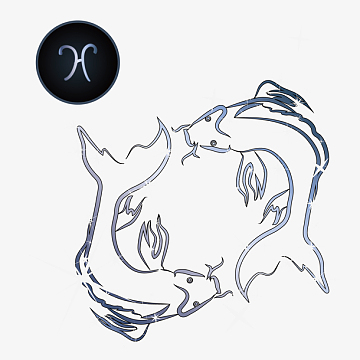 卡通矢量星空星座双鱼座通用标志