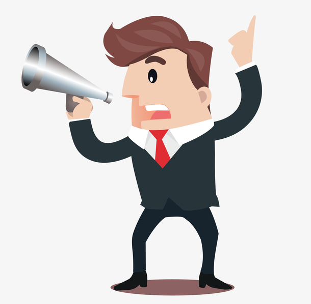 矢量卡通扁平化商务男士喇叭喊话