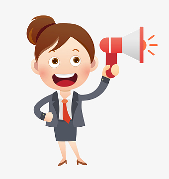 卡通拿着喇叭的女人免抠图