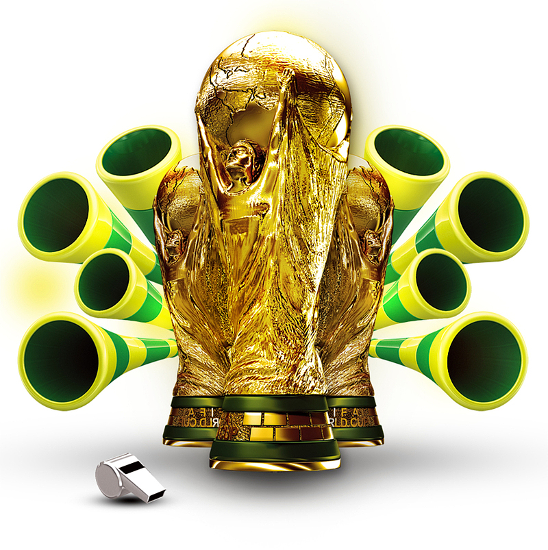 手绘金色世界杯奖杯