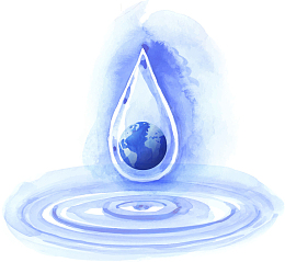 蓝色水彩地球水珠