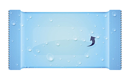 蓝色带水珠包装的湿纸巾卡通