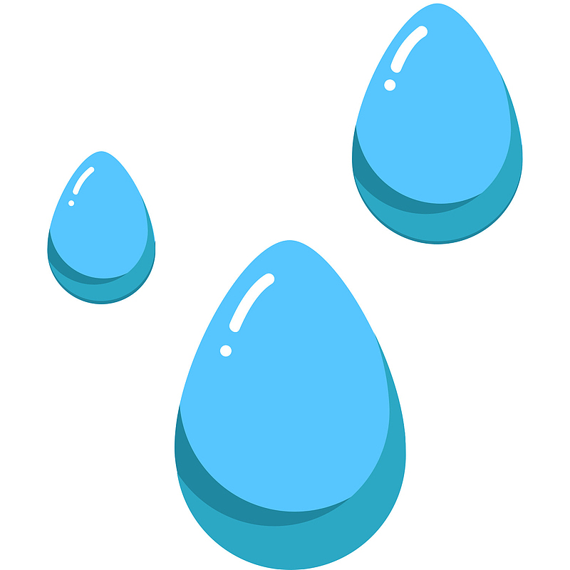 蓝色扁平化雨天水滴元素
