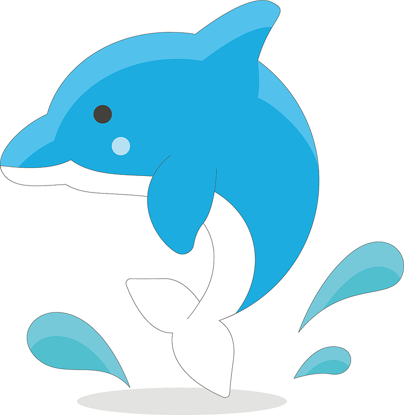 矢量图蓝色的小海豚