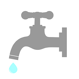 灰色水龙头水滴矢量图