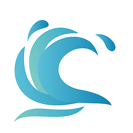 蓝色卡通海浪矢量图