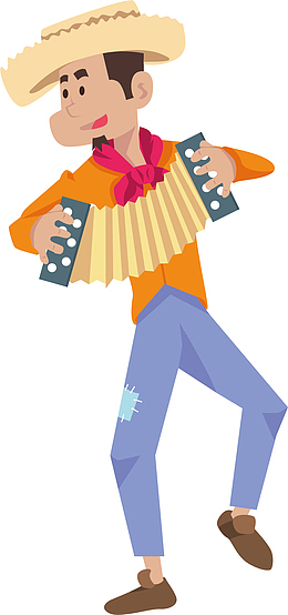 手绘艺术音乐会拉手风琴的男子矢