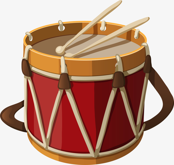 红色卡通擂鼓
