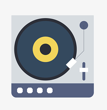 手绘卡通音乐元素唱片机