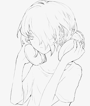 听音乐的小女孩(458x535)psdpng手绘简笔画黄色铅笔(667x1000)psdpng