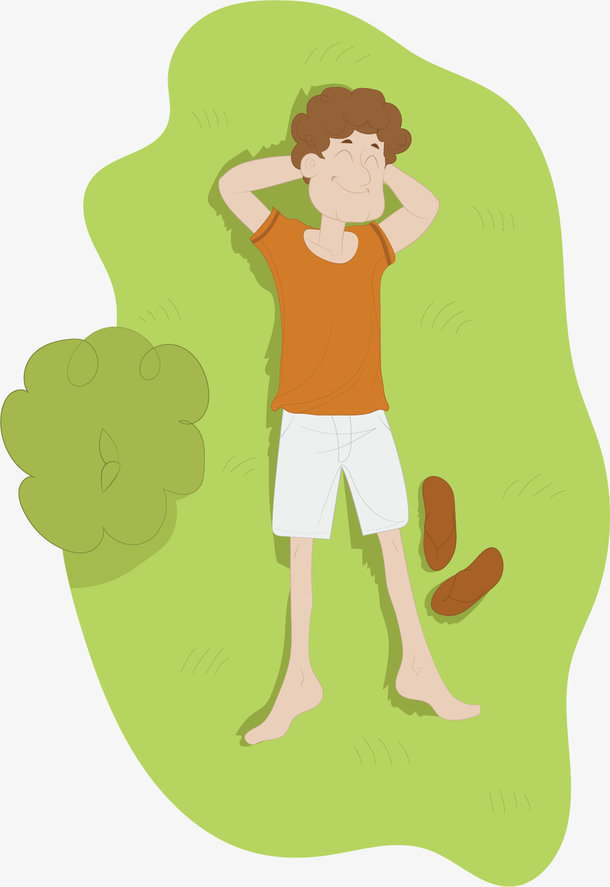 享受自然躺在草地