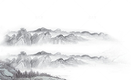 古典水墨山水画免抠图