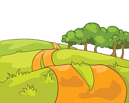 手绘绿色山间小路