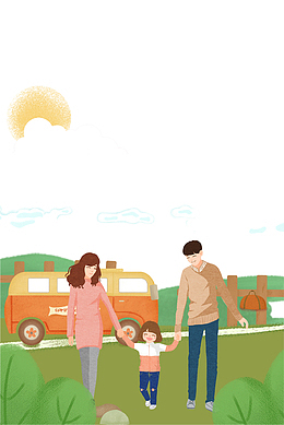 卡通手绘春游野炊海报插画