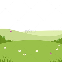 绿色卡通植物风景矢量图