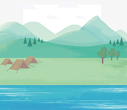 卡通野外湖边度假矢量素材