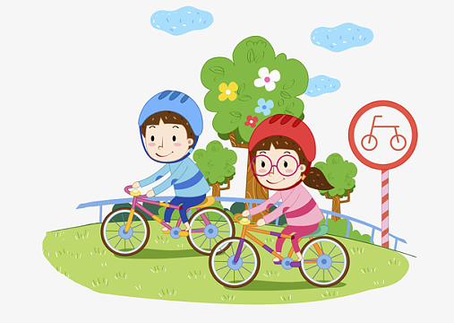 卡通骑车的情侣免抠图