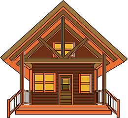 田园扁平小木屋手绘