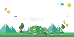 绿色卡通环保跑步海报插画
