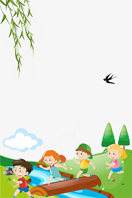 绿色清新春游踏青海报背景