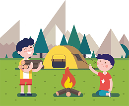 绿色郊游草地夏令营