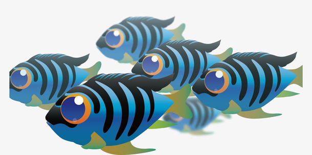 卡通水族馆可爱鱼群矢量素材