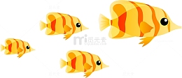 黄色卡通游动鱼群